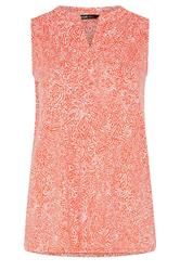 YOURS Curve Orange Floral Ikat Print Sleeveless Swing Blouse
