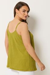 YOURS Plus Size Green Crinkle Cami Vest Top | Yours Clothing 2