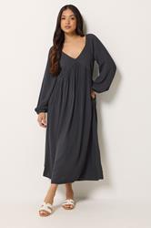 PixieGirl Petite Women's Black Woven Tie Back Smock Dress | PixieGirl 1