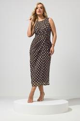 YOURS LONDON Plus Size Chocolate Brown Polka Dot Dress | Yours Clothing 1