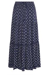 M&Co Navy Blue Aztec Print Tiered Maxi Skirt | M&Co 6