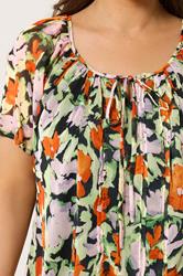 YOURS Plus Size Orange & Pink Floral Pintuck Blouse | Yours Clothing 4