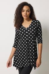 M&Co Black Polka Dot Hanky Hem Top | M&Co 3