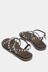 LTS Brown Zebra Print Cross Strap Sandals In a Standard Fit | Long Tall Sally 4