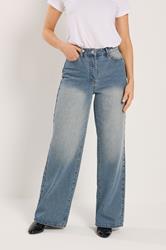 LTS Tall Women's Light Blue Wash Studded Cotton Wide Leg Jeans | Long Tall Sally 2