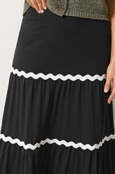 LTS Tall Women's Black Contrast Swirl Cotton Maxi Skirt | Long Tall Sally 4