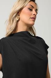 YOURS LONDON Plus Size Black Drape Shoulder Top | Yours Clothing 4