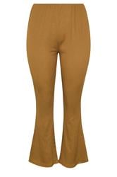 YOURS Plus Size Natural Brown Textured Flared Trousers 5