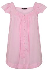 YOURS Curve Pink Linen Cap Sleeve Top