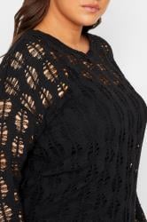 YOURS LUXURY Plus Size Curve Black Open Stitch Knit Jumper | Yours Clothing 5