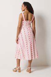 M&Co White & Red Embroidered Cotton Tie Waist Dress | M&Co 5