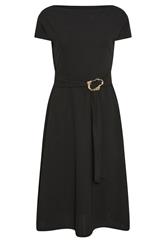 PixieGirl Petite Women's Black Buckle Midi Dress | PixieGirl 5