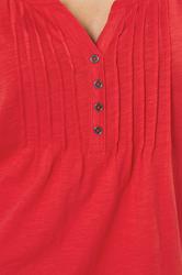 M&Co Bright Red Cotton Short Sleeve Henley Top | M&Co 5