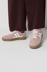 Pink Faux Suede Side Stripe Lace Up Trainer In Wide E Fit | Yours Clothing 3