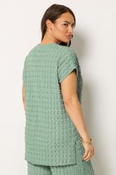 YOURS Plus Size Sage Green Bubble Textured T-Shirt | Yours Clothing 2