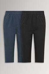 YOURS 2 PACK Plus Size Black & Navy Cool Cotton Cropped Trousers | Yours Clothing 3