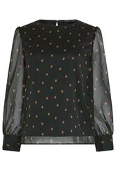 M&Co Women's Black Polka Dot Chiffon Blouse | M&Co 5