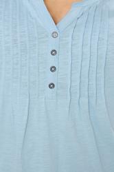 M&Co Blue Cotton Short Sleeve Henley Top | M&Co 4