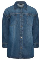 YOURS Plus Size Indigo Blue Denim Western Shacket | Yours Clothing