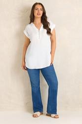 EVANS Plus Size White Zip Front Blouse | Evans 1