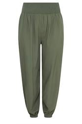 YOURS Curve Khaki Green Balloon Trousers