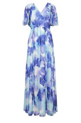 M&Co Blue Floral Print Mesh Maxi Wrap Dress