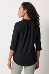 M&Co Black Jacquard Detail Half Placket Shirt | M&Co 2