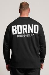 BDRNO Premium Big & Tall Black Printed Long Sleeve T-Shirt | BadRhino 6