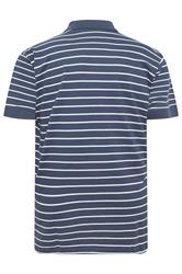 KAM Big & Tall Vintage Indigo Blue Stripe Print Polo Shirt | BadRhino 4