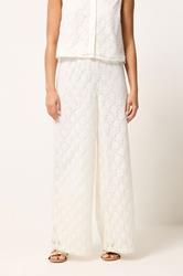PixieGirl Petite Women's Set White Lace Lined Shirt & Wide Leg Trousers | PixieGirl 7