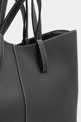 Black Faux Leather Slouchy Shoulder Bag | Yours Clothing 4