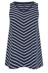 EVANS Curve Navy Blue Stripe Premium Cotton Vest Top