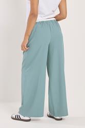 PixieGirl Petite Women's Blue Contrast Waist Wide Leg Trousers | PixieGirl 2