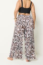 YOURS Plus Size Natural Brown Zebra Print Wide Leg Trousers | Yours Clothing 4