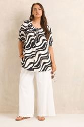 EVANS Plus Size Black Zebra Tie Neck Top | Evans 2