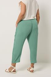 YOURS Plus Size Mint Crochet Side Crop Trousers | Yours Clothing 2