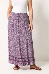 YOURS Plus Size Pink Ditsy Floral Tiered Skirt | Yours Clothing 1