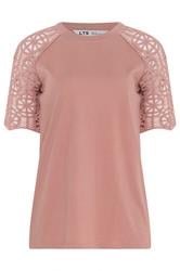 LTS Tall Pink Crochet Raglan Cotton T-Shirt