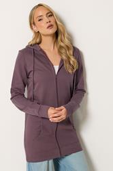 LTS Tall Women's Burgundy Red Cotton Longline Zip Hoodie | Long Tall Sally 3