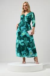 YOURS LONDON Plus Size Green Abstract Knot Front Dress | Yours Clothing 3