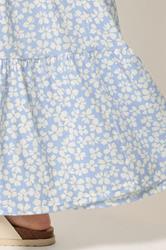 PixieGirl Blue Ditsy Tiered Maxi Dress | PixieGirl 4