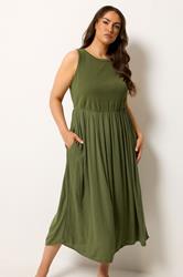 YOURS Plus Size Khaki Green Textured Maxi Dress | Yours Clothing 3