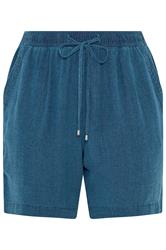 EVANS Plus Size Blue Linen Shorts | Evans 6