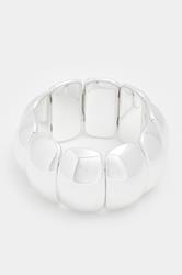 Silver Tone Statement Bead Stretch Bracelet | Yours Clothing 3