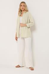 LTS Tall Women's Natural Brown Linen Long Sleeve Shirt | Long Tall Sally  2