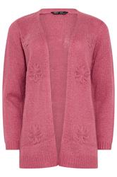 M&Co Petite Pink Flower Embroidered Knitted Cardigan