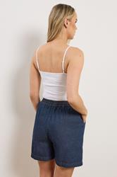 LTS Tall Women's Indigo Blue Denim Elasticated Cotton Shorts | Long Tall Sally 2