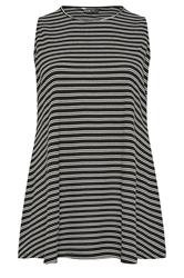 YOURS Curve Black Stripe Soft Touch Swing Vest Top