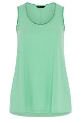 YOURS Curve Green Blanket Stitch Ribbed Vest Top