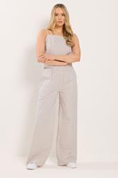 LTS Tall Women's Camel Brown Stripe Cotton Wide Leg Trousers | Long Tall Sally 3